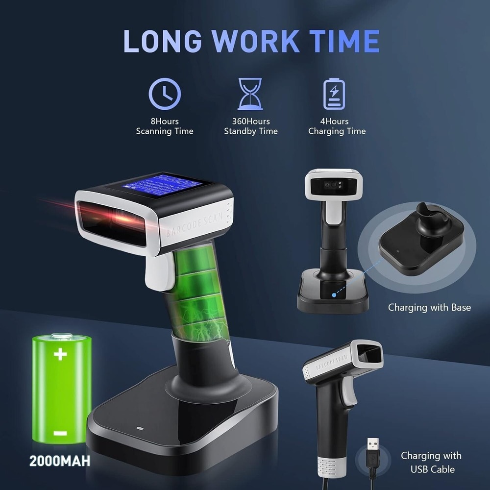 2D Barcode Scanner Wireless JRHC Bluetooth Qr Code Scanner Handheld Bar Code ... - Picture 6 of 9